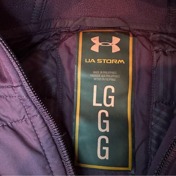 Under Armour UA Storm Plum Lightweight Quilted Hooded Jacket Zip Active Large - Picture 7 of 12